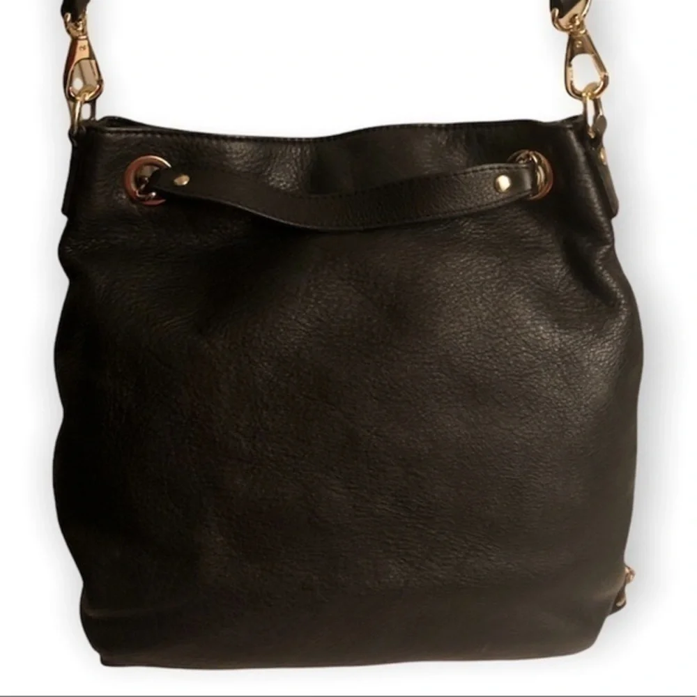 Michael kors black leather two way chain crossbody top handle bag